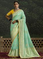 Dola Silk Mint Green Wedding Wear Embroidery Work Saree